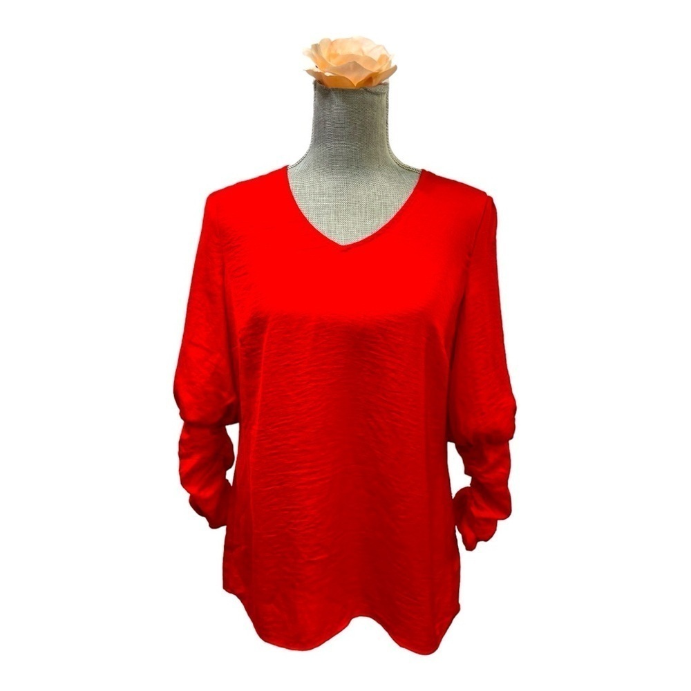 Cabi Aurora Blouse Top Shirt Red Orange Women's Size Small
